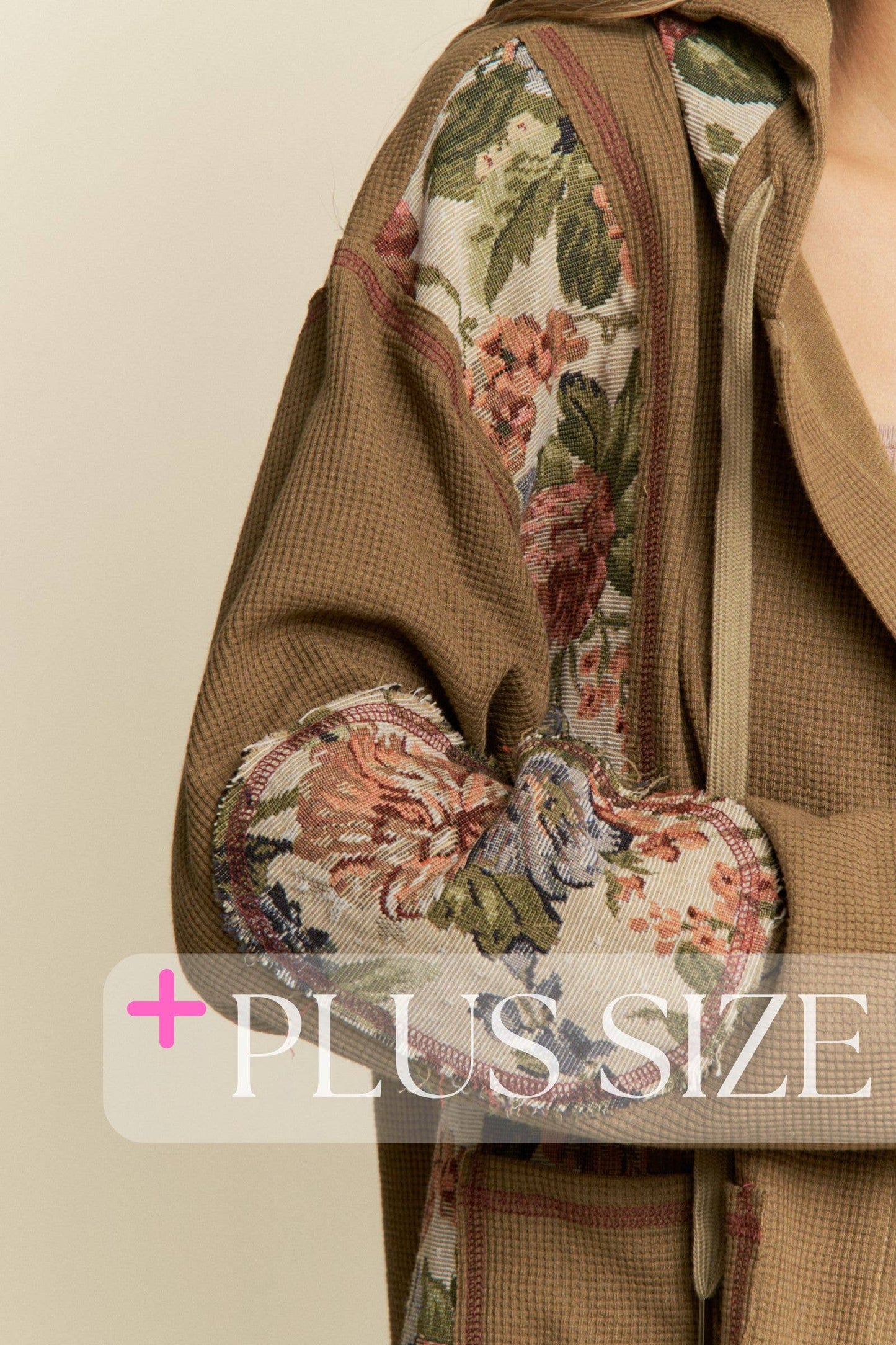Vintage floral Knit Hooded Jacket