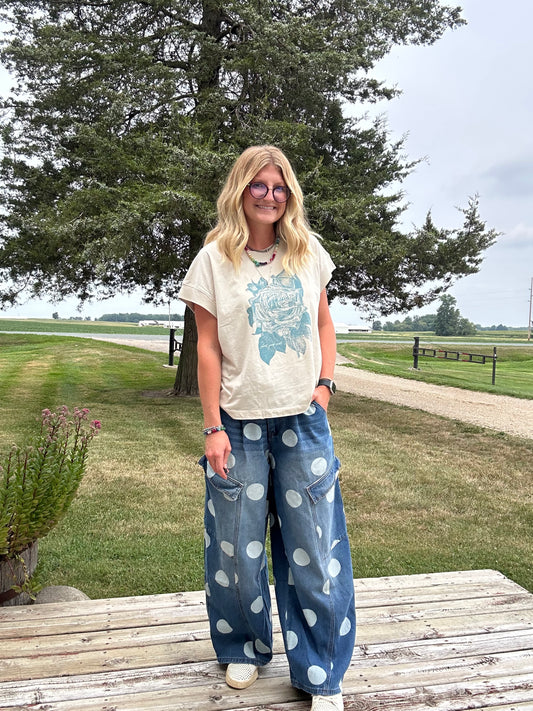 Seeing spots barrel jeans