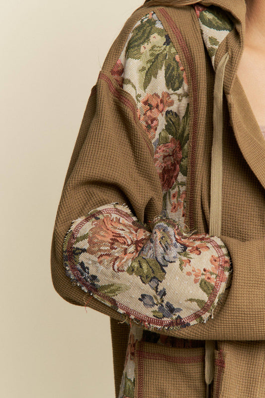 Vintage floral Knit Hooded Jacket