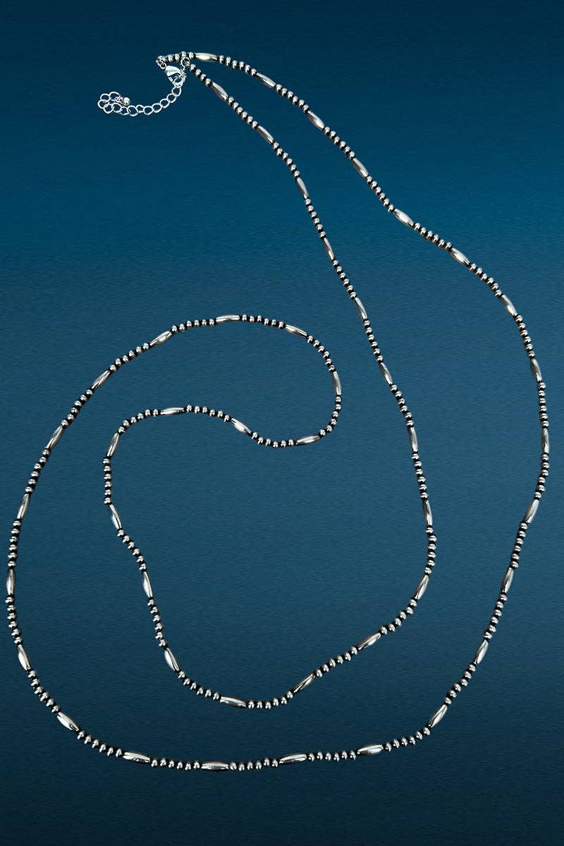 Cinder Bluff Silver Pearl Long Necklace