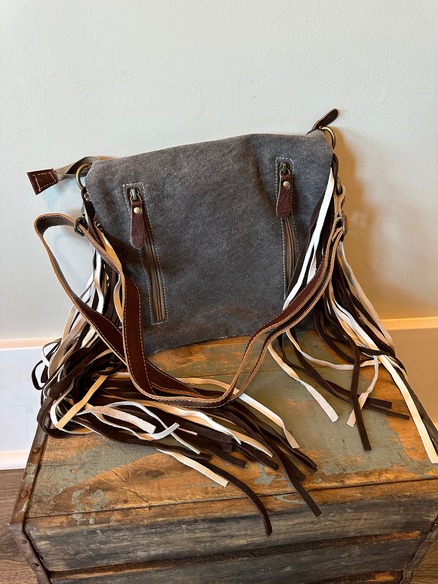 Aztec and cowhide purse