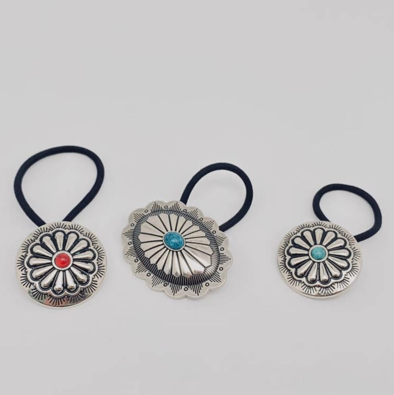 Vintage western style concho hair ties