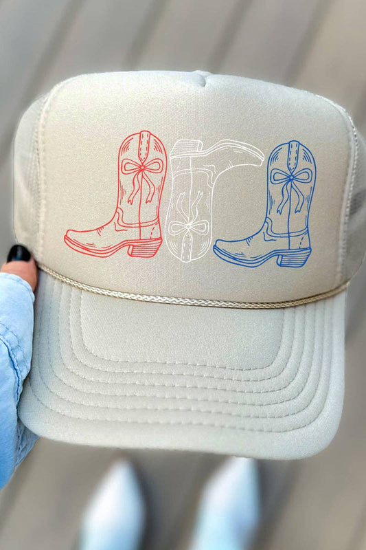 Red, White, & Boots Trucker Hat