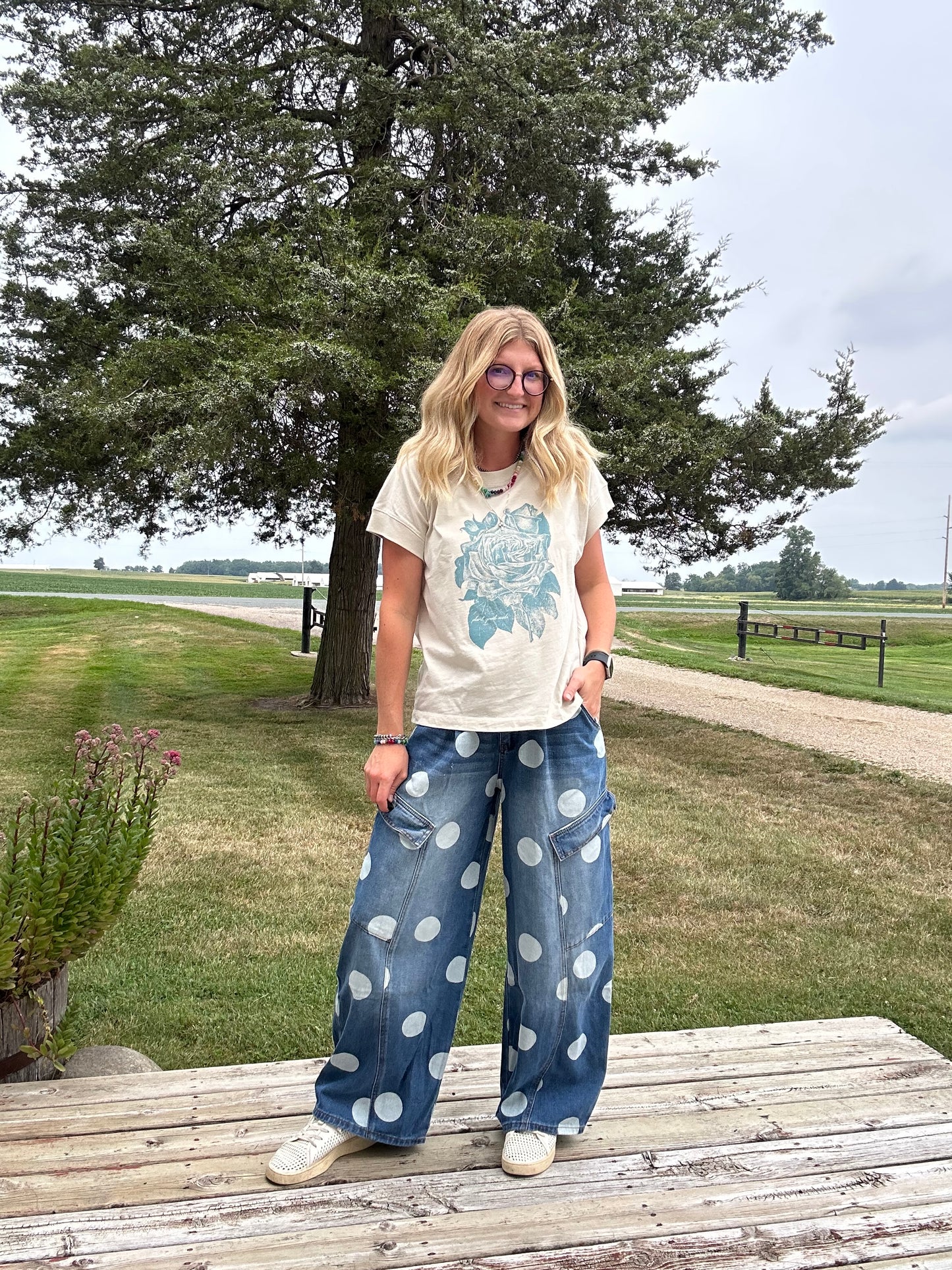 Seeing spots barrel jeans