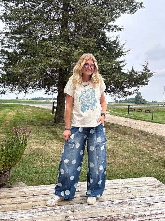 Seeing spots barrel jeans