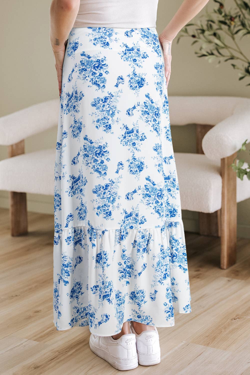 Floral Ruffle Maxi Skirt