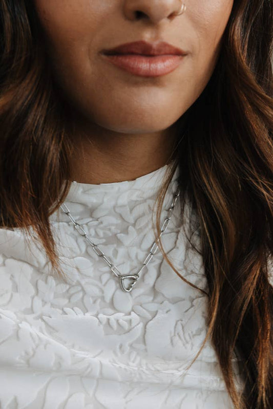 Open Heart Necklace - Silver