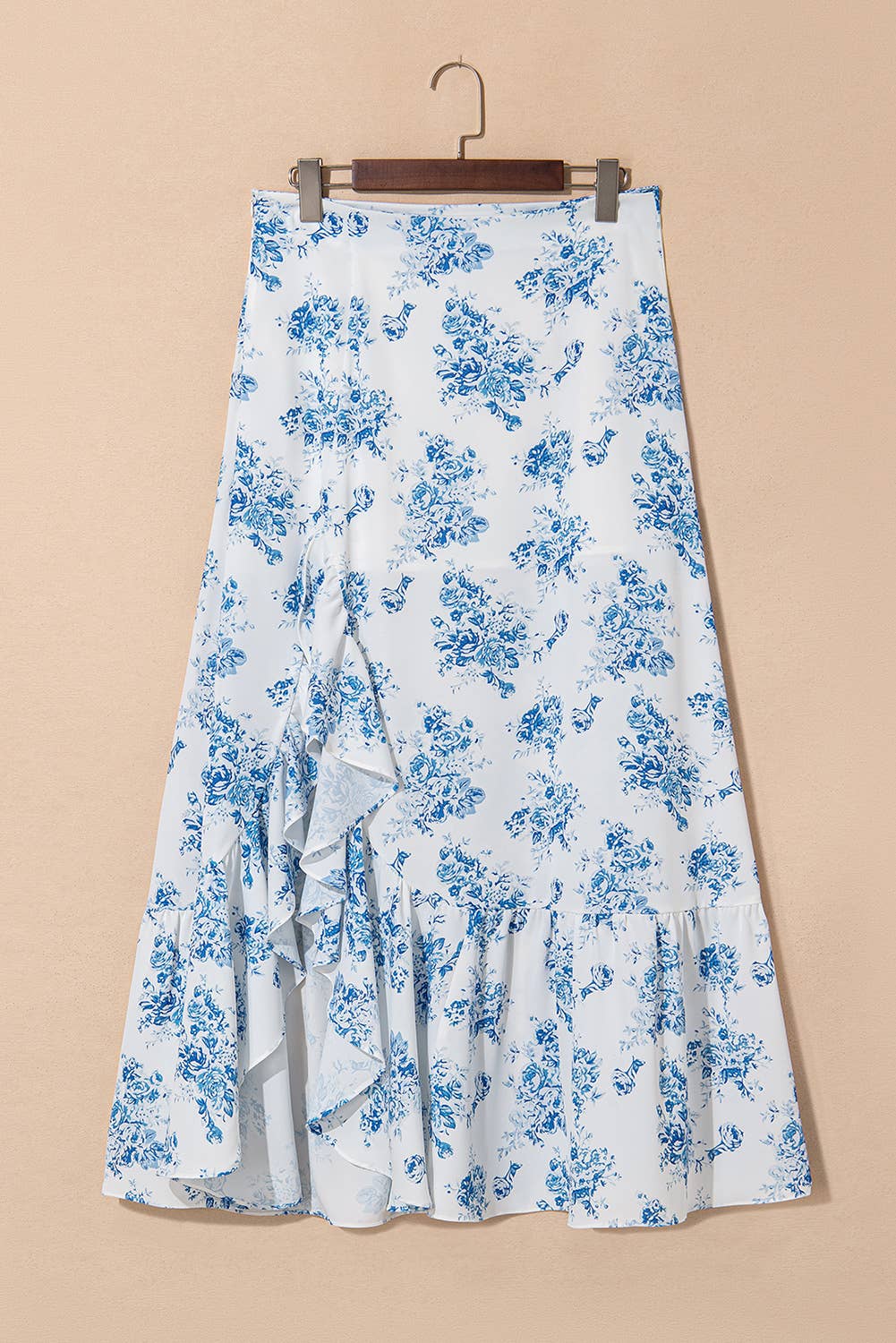 Floral Ruffle Maxi Skirt