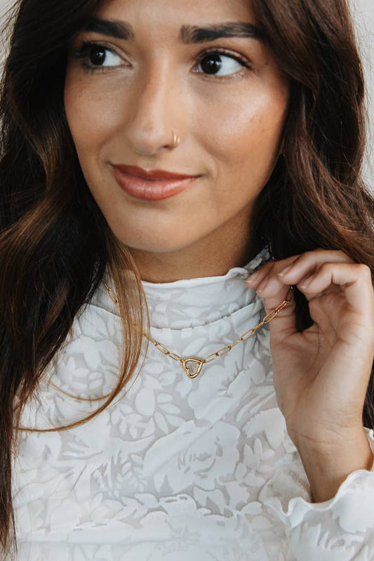 Open Heart Necklace - Gold