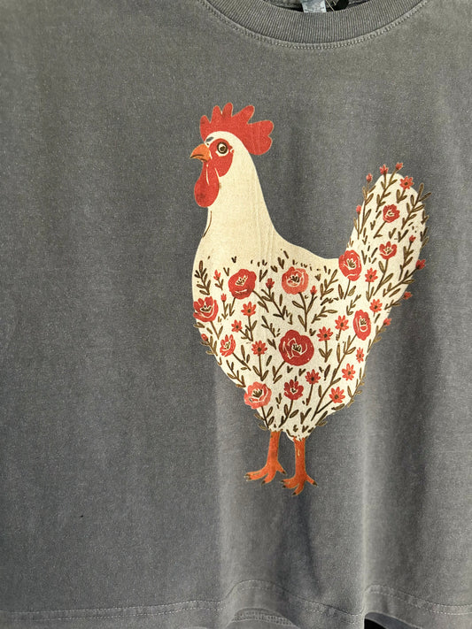 The Floral Chicken Boxy Tank