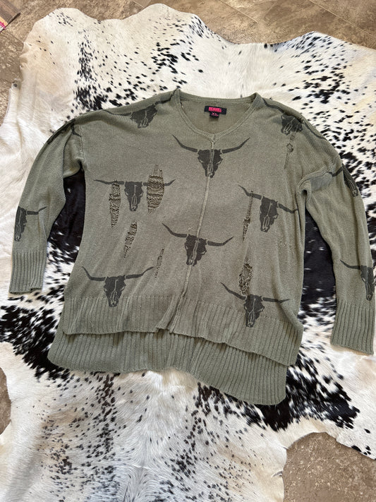 Longhorn skull sweater XL