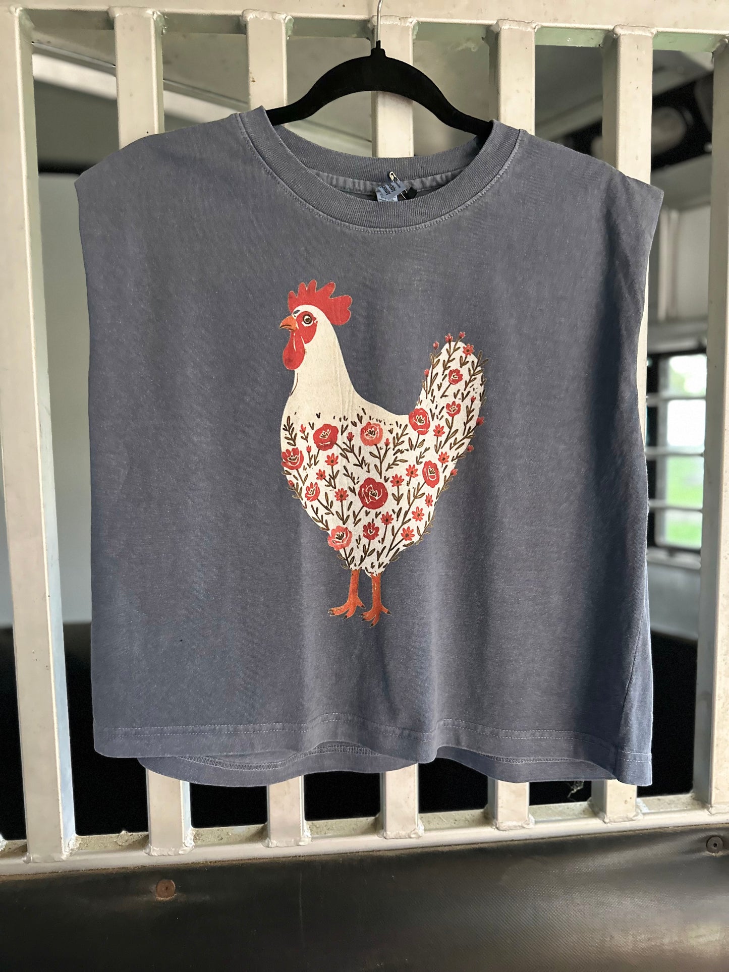 The Floral Chicken Boxy Tank