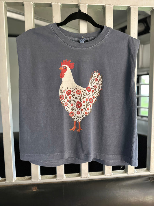 The Floral Chicken Boxy Tank