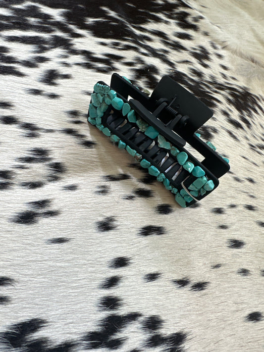 Turquoise stone claw clip (large)