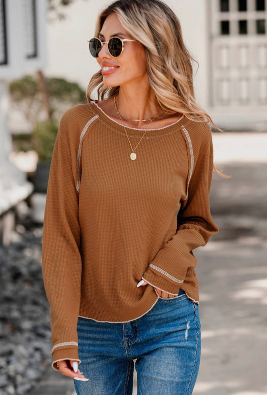 Waffle knit long sleeve