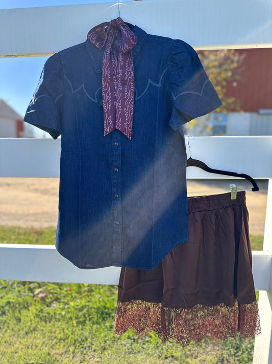 MY LACE EX-TENDy (chocolate brown layering skort)