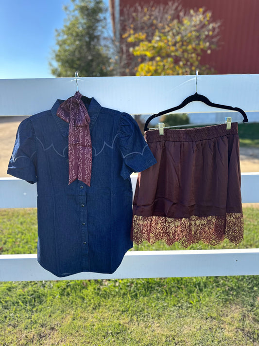 MY LACE EX-TENDy (chocolate brown layering skort)