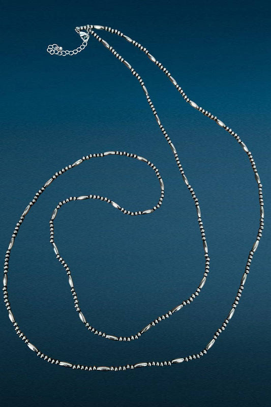 Cinder Bluff Silver Pearl Long Necklace