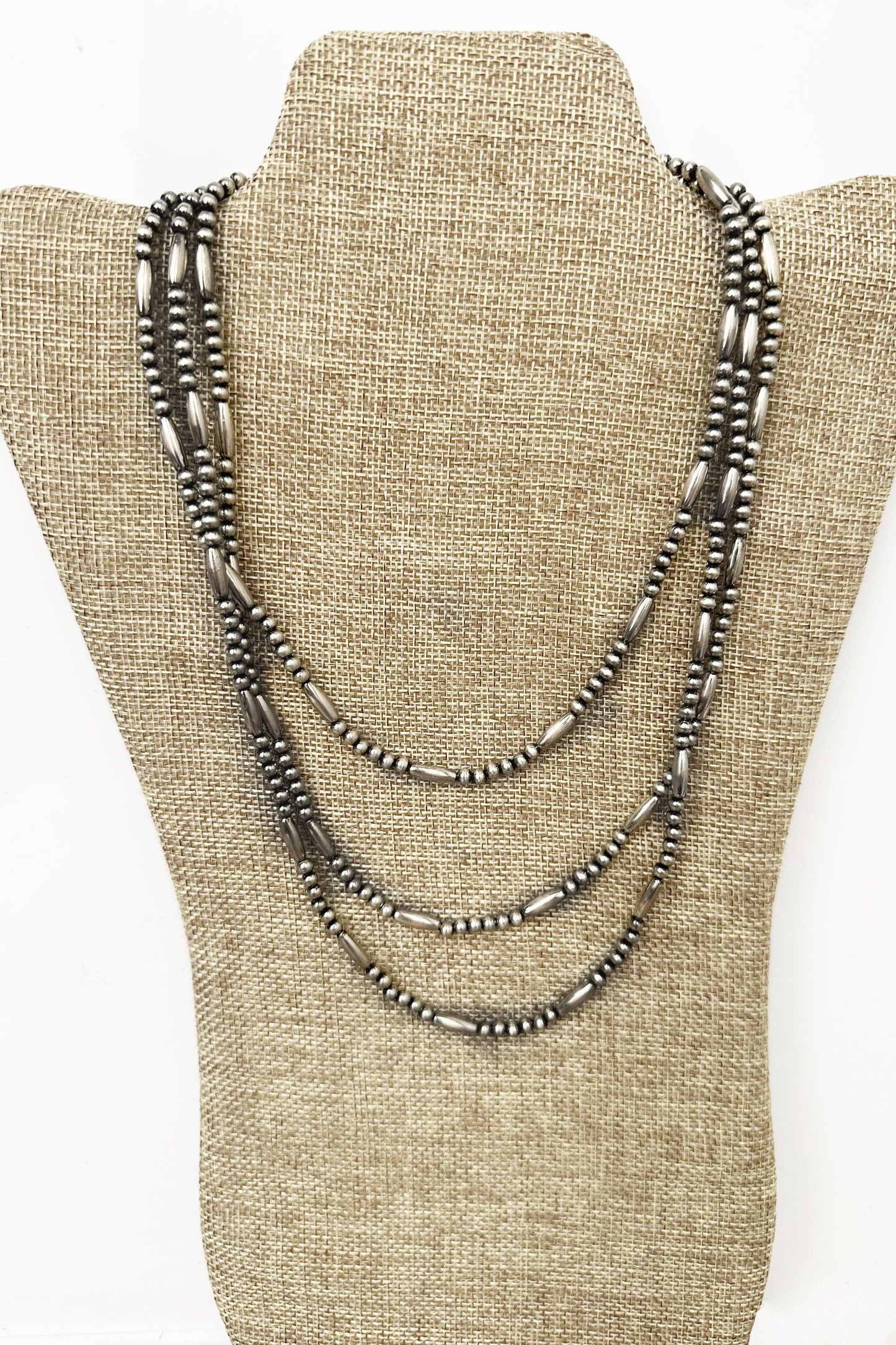 Cinder Bluff Silver Pearl Long Necklace