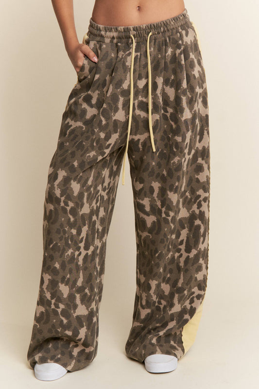 Leopard Print Wide Leg Bottoms